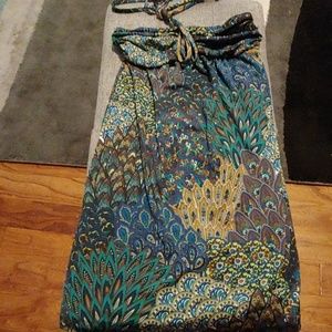 Peacock halter dress